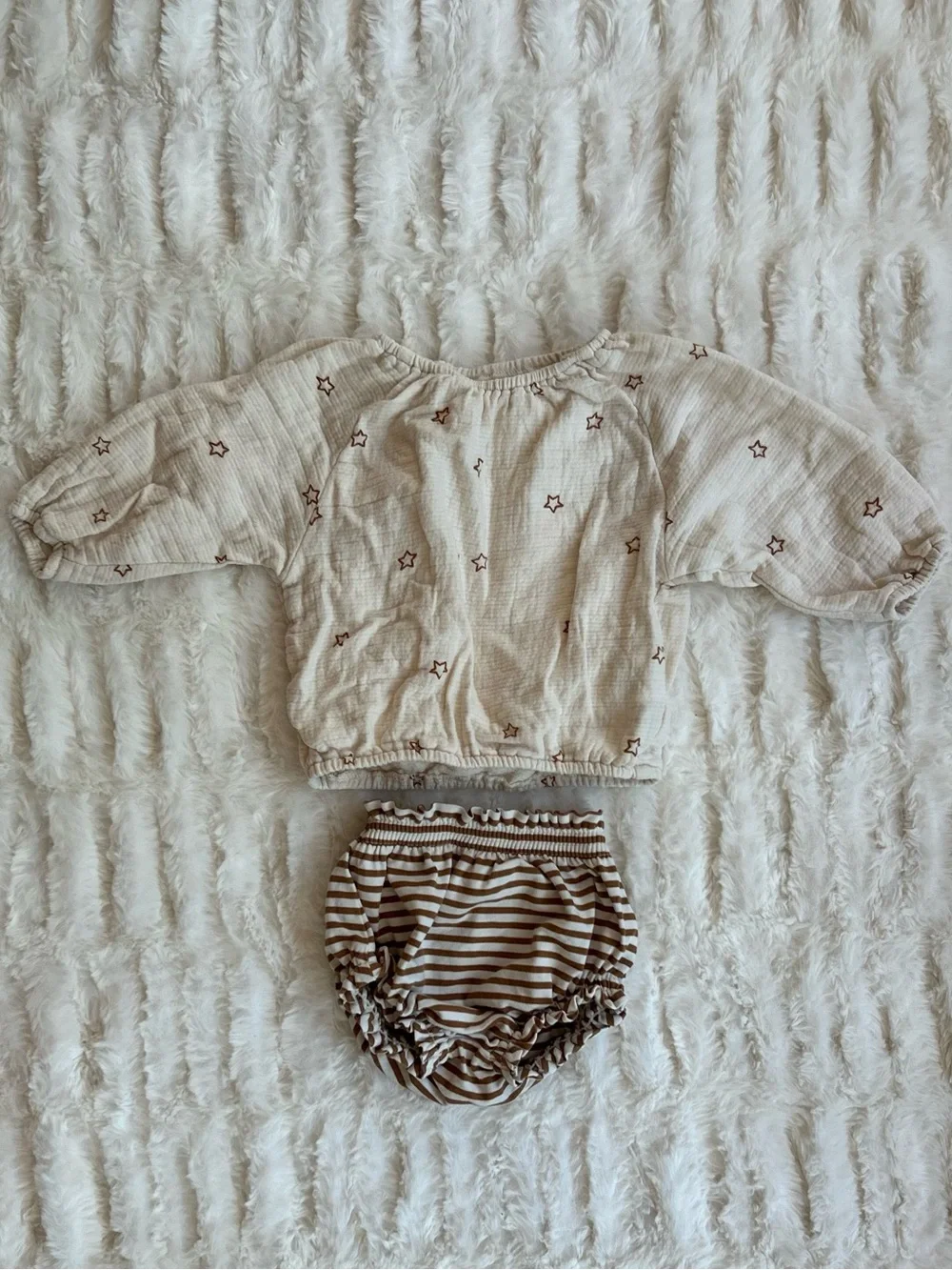 Quincy Mae Cotton Muslin Top and Striped Bloomers Set 0-3 months